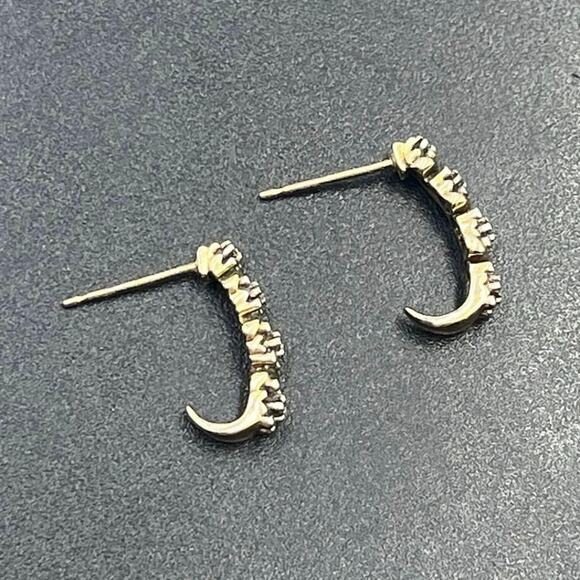 Ross Simon Sterling Silver Two Tone Illusion Diamond Half J Hoop Earrings - Picture 3 of 10